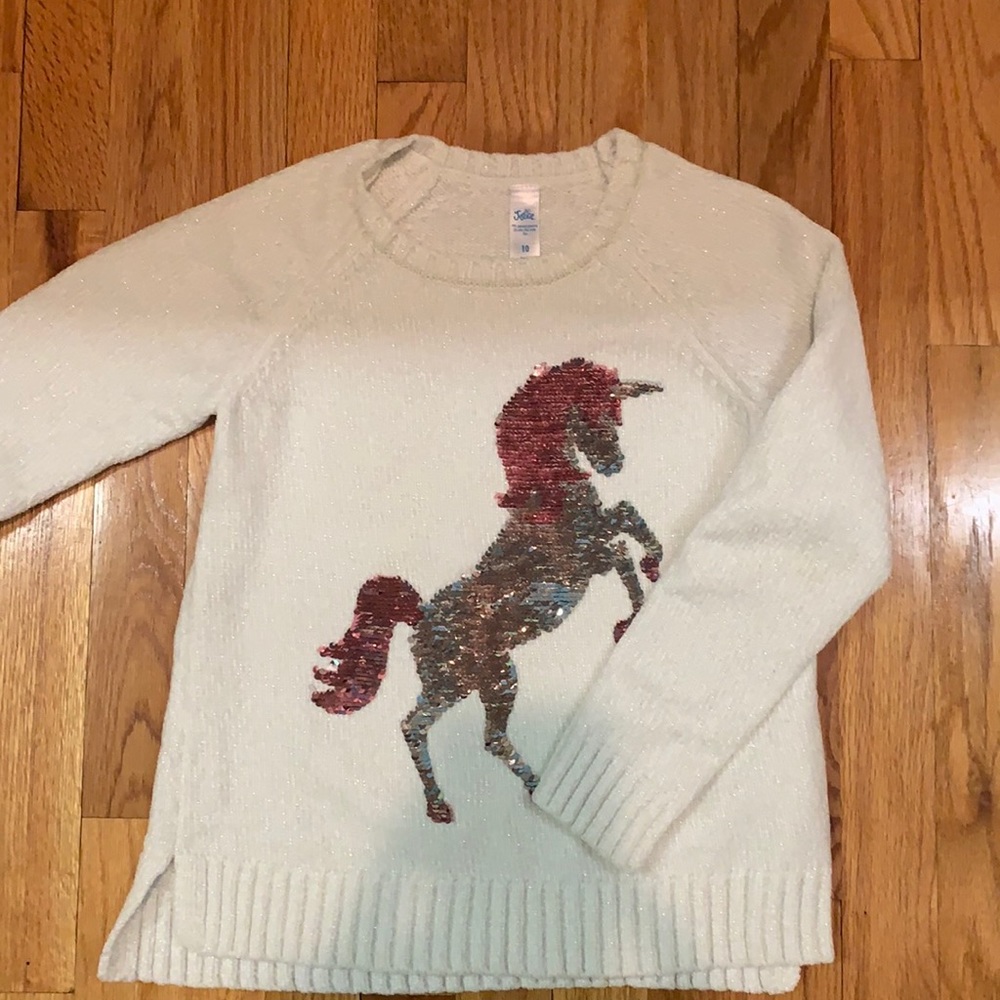 Sparkle chenille sweater with sequin unicorn